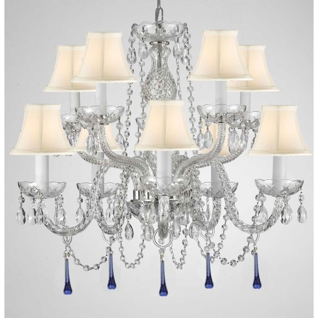 Venetian Style All Crystal Chandelier Lighting With Blue Crystals
